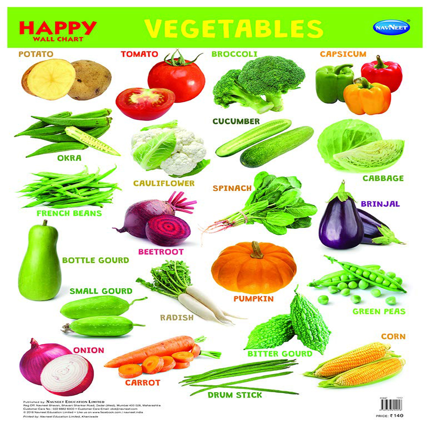 Navneet Happy Wall Chart - Vegetables Wall Chart - Manoj Stores